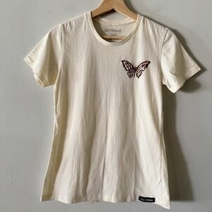 Fasthouse Women's Butterfly Checkered Cream T-Shirt Short Sleeve M